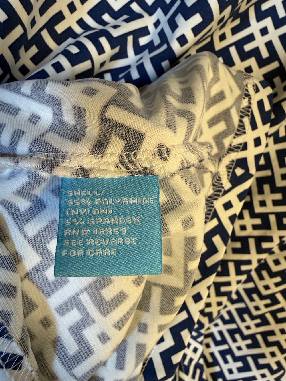 J. McLaughlin Navy and White Geometric Short Sleeve Polo - Picture 7 of 8